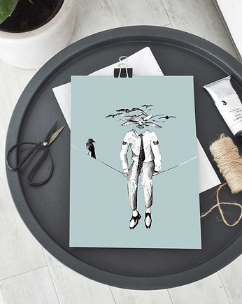 Ptaki. Ilustracja tuszem i akwarelą., About Face Illustration