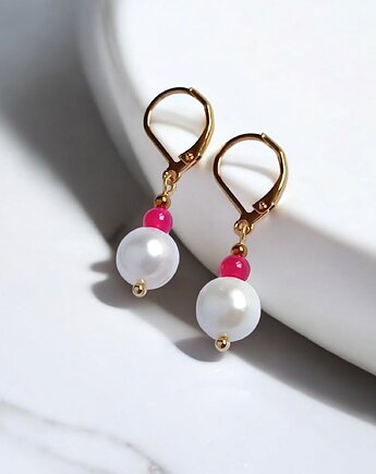Kolczyki FUCHSIA & PEARL collection: perła i agat : krótkie, kaktusia