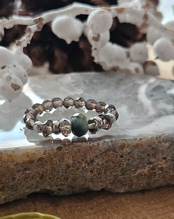 Pierścionek z kwarcem dymnym i turmalinem, REVEAL