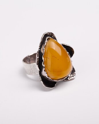 Pierścionek srebrny z bursztynem bałtyckim, Andorii by Baco