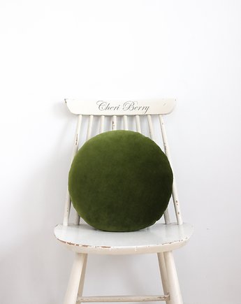 Poduszka welurowa boho okrągła butelkowy zielony, Cheri Berry