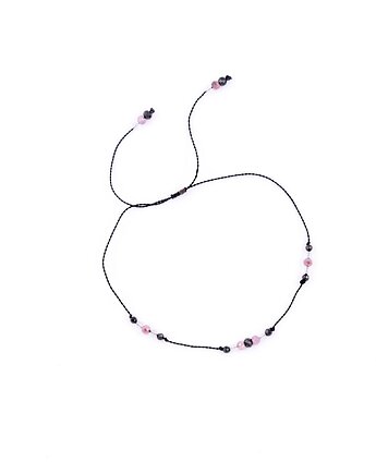 Rubin/Spinel/Kryształ górski - bransoletka z kamieni naturalnych na jedwabnej, Kulka Bransoletki