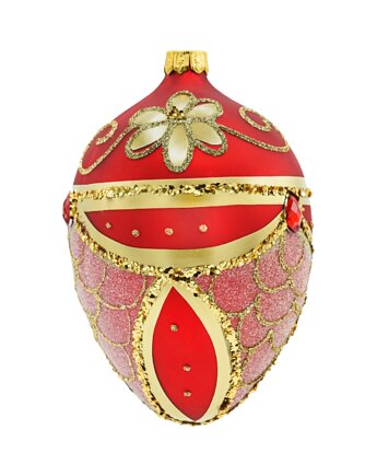 Bombka choinkowa: Jajo ze złotym kwiatem: czerwone, Syn Bombkarza