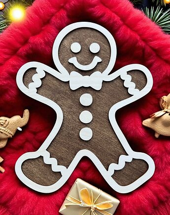 Piernikowy Ludzik rekwizyt do zdjęć ozdoba na Święta Bożego Narodzenia, STREET WOOD