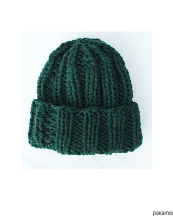 Czapka beanie  z wełną w kolorze szmaragdowym, Mademoiselle Patrini