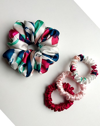 Mozaika multikolor - zestaw jedwabnych scrunchie, BARLA