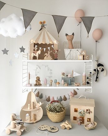 Lniana girlanda z dzwoneczkami szara, Nukko Design