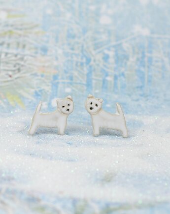 West westie mini pieski- ceramiczne kolczyki, Dorca