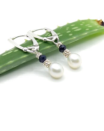 Perła z szafirem - srebrne kolczyki, Studio Gazela
