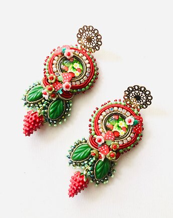 Sutaszowe kolczyki STRAWBERRY, Sylwia Żak