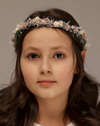 Delikatny wianek na głowę brudny róż n.30698, Lola White