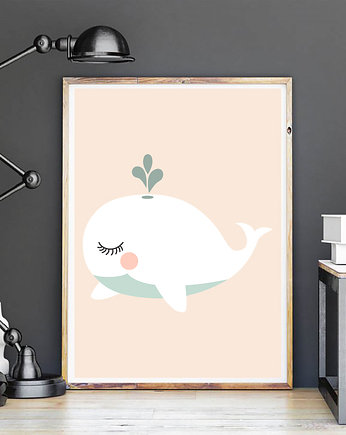 Plakat pastelowy wieloryb, MUKI design
