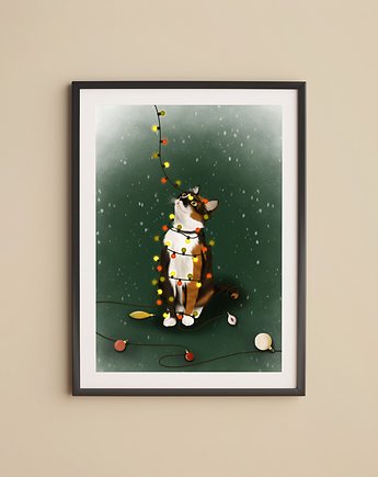 Ilustracja Autorska: Kot w lampkach choinkowych, Burakovvska