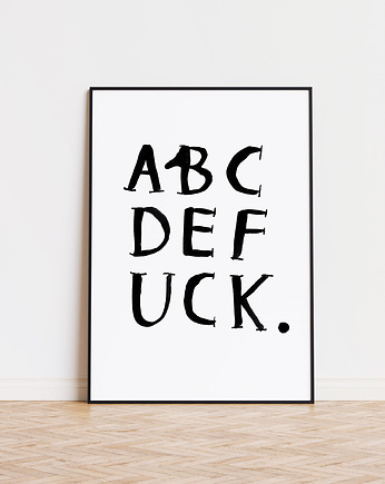 Plakat  ABCDFUCK grafika czarno biały poster dla pary ślub walentynki, BEATNIK illustration