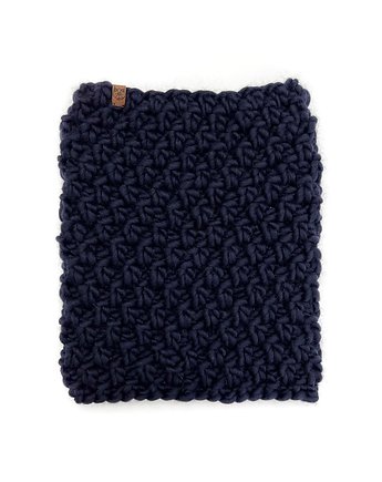 Granatowy komin z grubej wełny peruwiańskiej, Holy Alpaca Knit