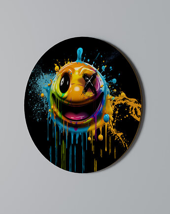 TRIPPY HAPPINESS Obraz okrągły 69cm - dekor dębu, SPACEREBELS