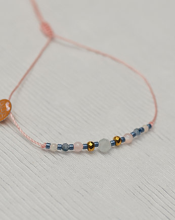 Sznurkowa Bransoletka z Morganitem Kyanitem i Hematytem, w hand works