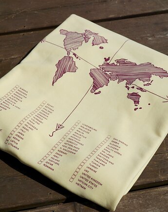 Zaznacz odwiedzone państwa - żółta bluza dla podróżnika bez kaptura, Wear Your Journey