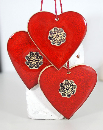 Duże ceramiczne serce ozdoba wisząca - lawa, 10FingersArt