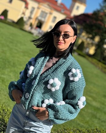 Kardigan z kwiatami, OKSI_KNIT