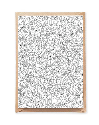 Pocztówka do Kolorowania Mandala Kryształy i Diamenty, Anna Grunduls Design
