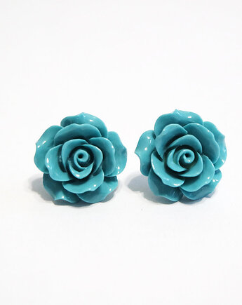Kolczyki - Turkusowa róża - koral, duże, yenoo