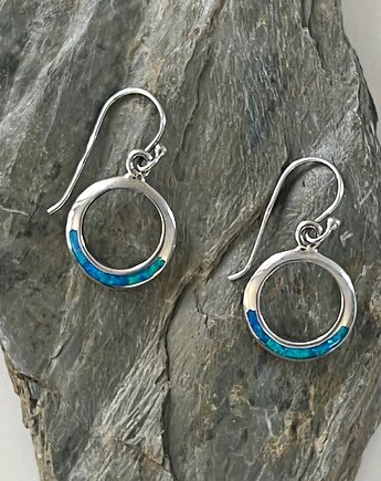 Koła, kółka kolczyki z opalem rekonstruowanym srebro pr. 925., Ade Art