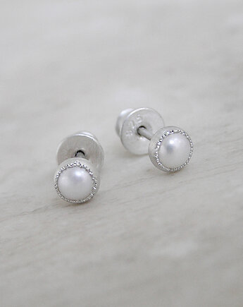 Kolczyki z białą perłą, srebro, Pastelove Jewelry