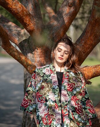 Cara - Kimono z żakardowej tkaniny w kwiaty, ZNA