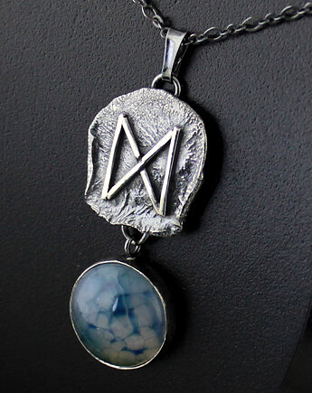Runa Dagaz z agatem wężowym - srebrny amulet przemiany, Anna Mroczek