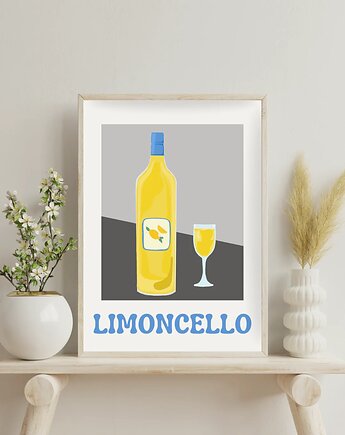 Plakat z drinkiem Limoncello (grey version) - plakat w włoskim stylu, GG STORE