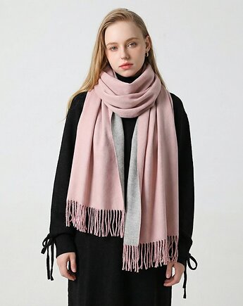 SZAL SZALIK kaszmir 100% kaszmirowy pudrowy Różowy, AKADEMIA STYLU