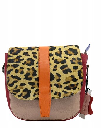 Torebka damska klasyczna skórzana regulowany pasek klapka wzór OLIVKA, Olivka Warsaw