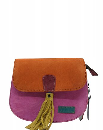 Torebka listonoszka zamszowa damska regulowany pasek kolorowa OLIVKA, Olivka Warsaw