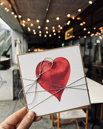 Wyjątkowa ręcznie robiona kartka na walentynki - walentynka z sercem, sorte