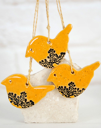 Ptaszki choinkowe sikorki - ozdoby ceramiczne, 10FingersArt