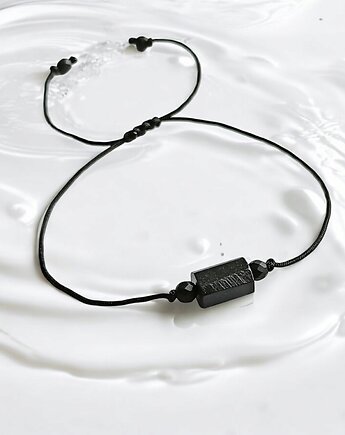 Ochronna bransoletka - czarny turmalin, onyks : czarny sznurek, kaktusia