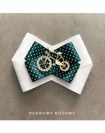 Zielono Biała  Brosza z rowerem  NEW Święta Mikołajki, Pudrowy Różowy