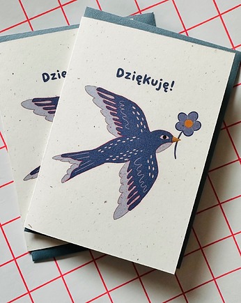 Kartka składana NIEBIESKI PTAK Dziękuję, Orajutku Studio