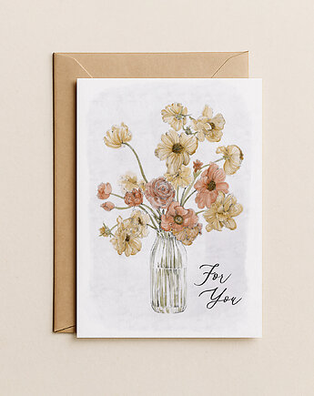 Kartka urodzinowa - z bukietem kwiatów, Mint In Paper