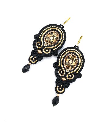 Kolczyki sutasz czarne ze złotem barokowe wieczorowe eleganckie Flavia, Katrina Rossa