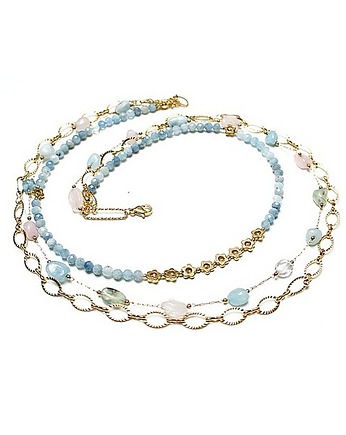 Triple - Morganit, akwamaryny /naszyjnik/  - Szlachetna kolekcja, KiKa pracownia