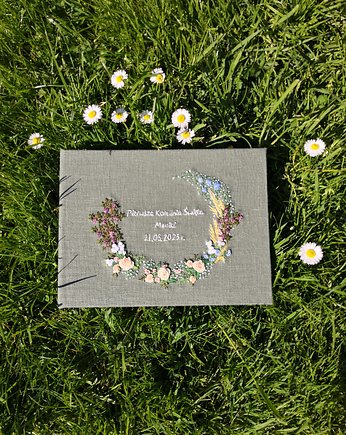 Album na zdjęcia 'Haftowane kwiatki' z napisem na zamówienie, Bookbinding by Susan