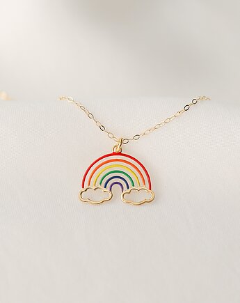 Naszyjnik z Tęczą, Kolorowa Emalia, Srebro lub 14k Gold Filled, Vinci Woman