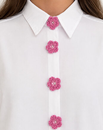 Buttoned up pink: nakładki na guziki 6 szt, Fiorki