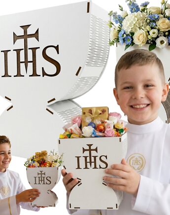 Box Pudełko Słodycze KIELICH Prezent Pamiątka na Pierwszą Komunię Świętą, smxdsgn