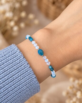 AZURE GLOW bransoletka z kamieni - apatyt i opal, Greenmoon Handmade