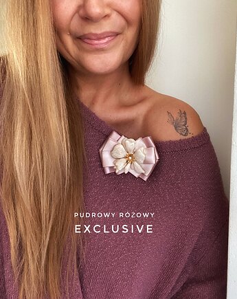 Brosza  z niesamowitym perłowym Kwiatem 3d    NEW, Pudrowy Różowy