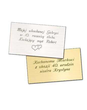 Metalowa, ozdobna tabliczka z wygrawerowanym na życzenie napisem, dedykacją, Ade Art