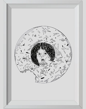 Rysunek Donut Grafika 40x30cm + biała rama, ŁUKASZ KROKOSZ ART